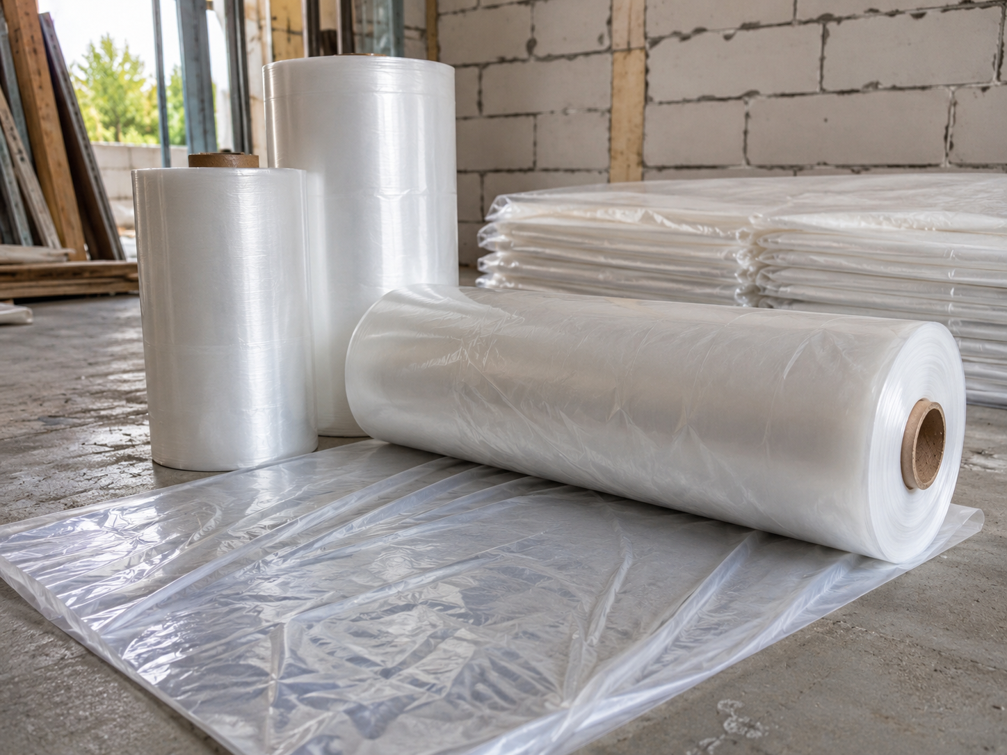 Building film roll detail and construction plastic sheeting production