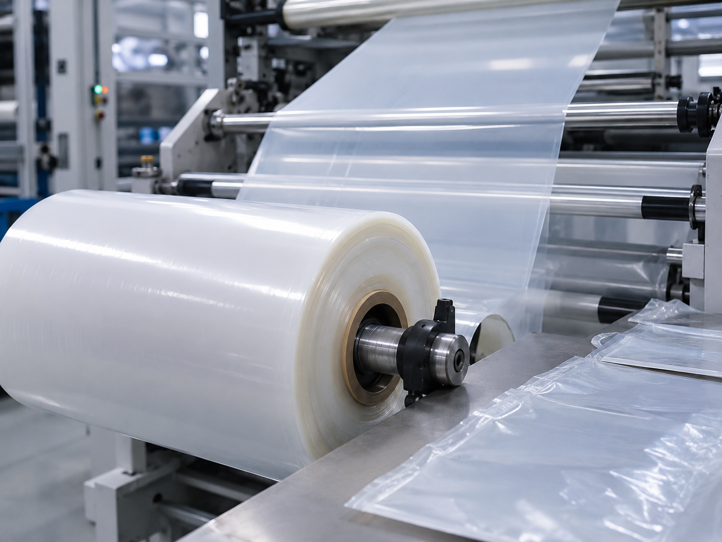 Packaging film roll detail and PE film production