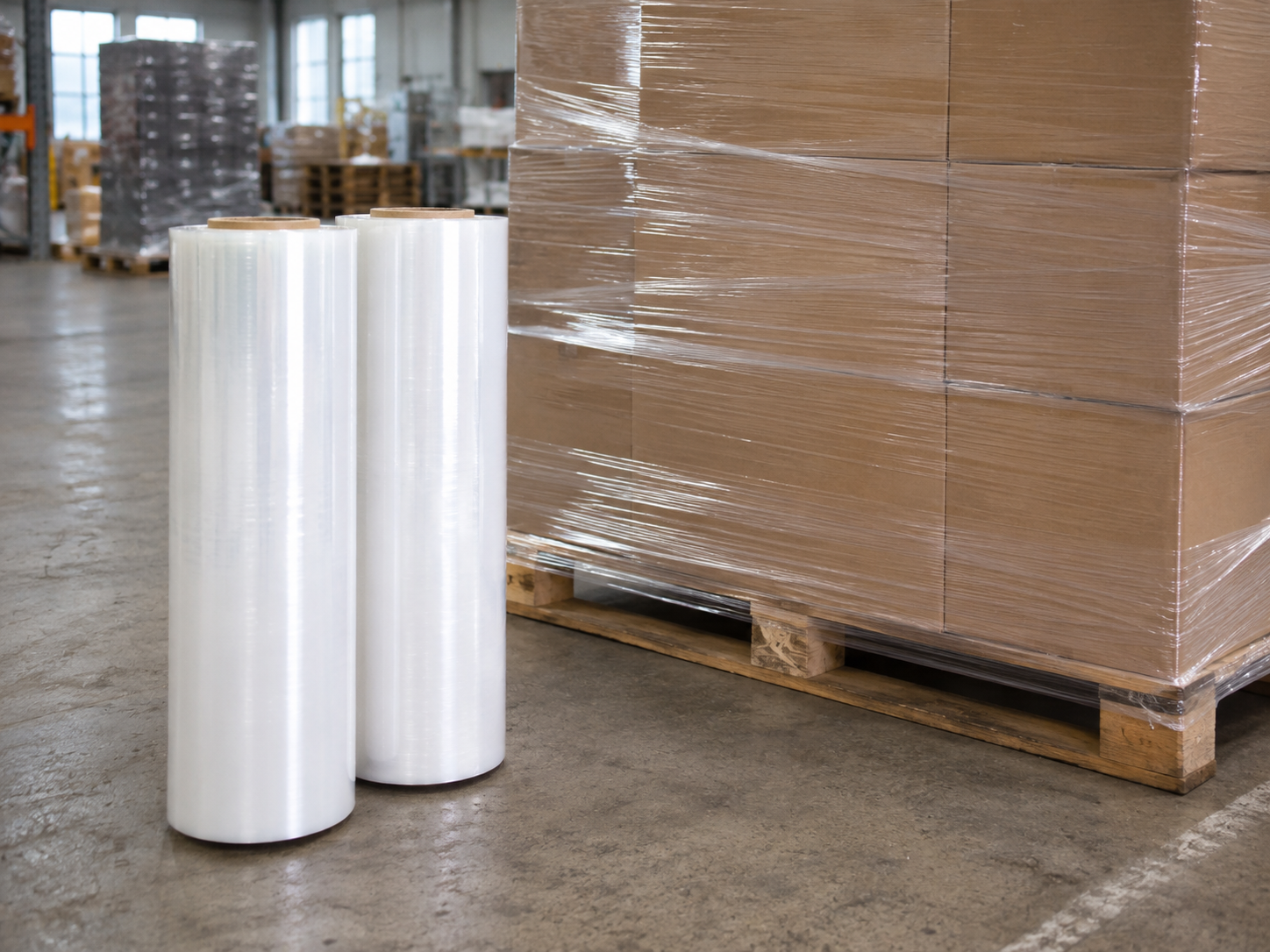 LLDPE stretch film roll for pallet wrapping and cargo protection